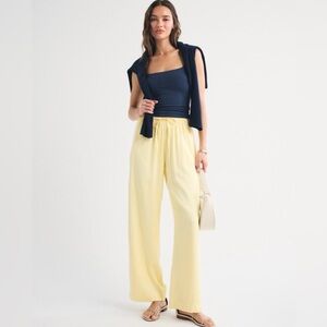 NWT yellow satin pull-on pant